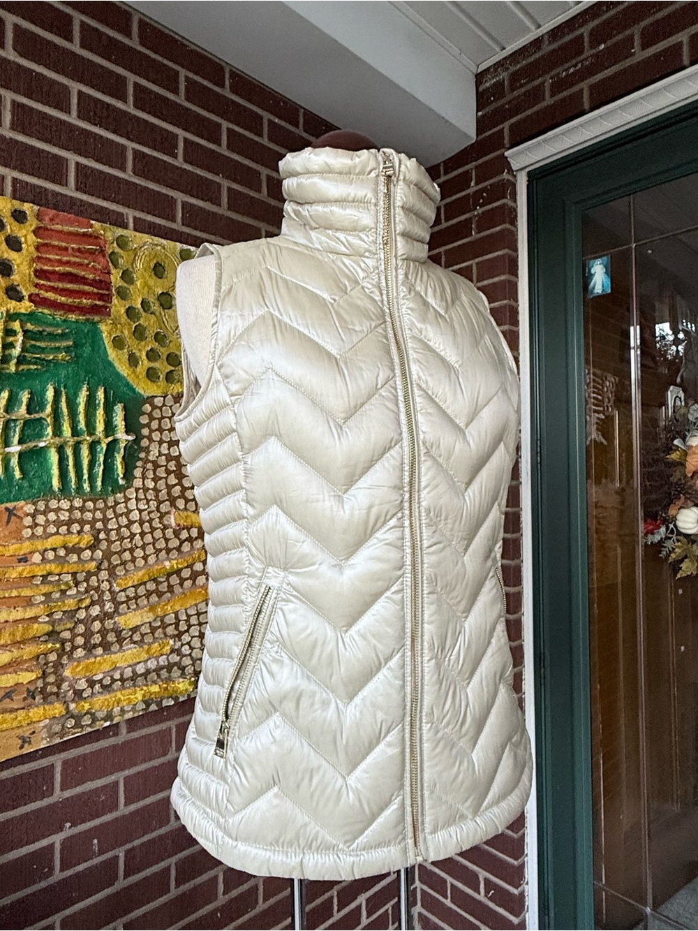 Calvin Klein Ivory Quilted High-Neck Puffer Vest